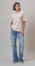 Floral Lace Overlay Boxy Tee with Mesh Neckline