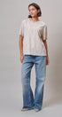 Floral Lace Overlay Boxy Tee with Mesh Neckline