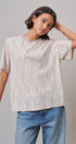 Floral Lace Overlay Boxy Tee with Mesh Neckline