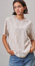 Floral Lace Overlay Boxy Tee with Mesh Neckline