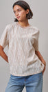 Floral Lace Overlay Boxy Tee with Mesh Neckline