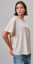Floral Lace Overlay Boxy Tee with Mesh Neckline