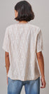 Floral Lace Overlay Boxy Tee with Mesh Neckline