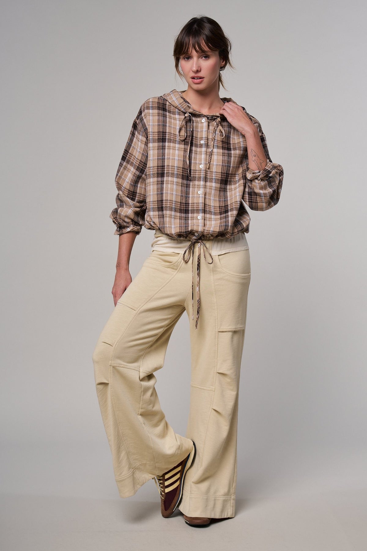 Drawstring Wide Lounge Pants in CREAM - Women's Casual Pants | Urban Daizy