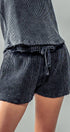 Urban Daizy Vintage Waffle Knit Drawstring Shorts Black Shorts - Women's (UDZ-PT-00019)