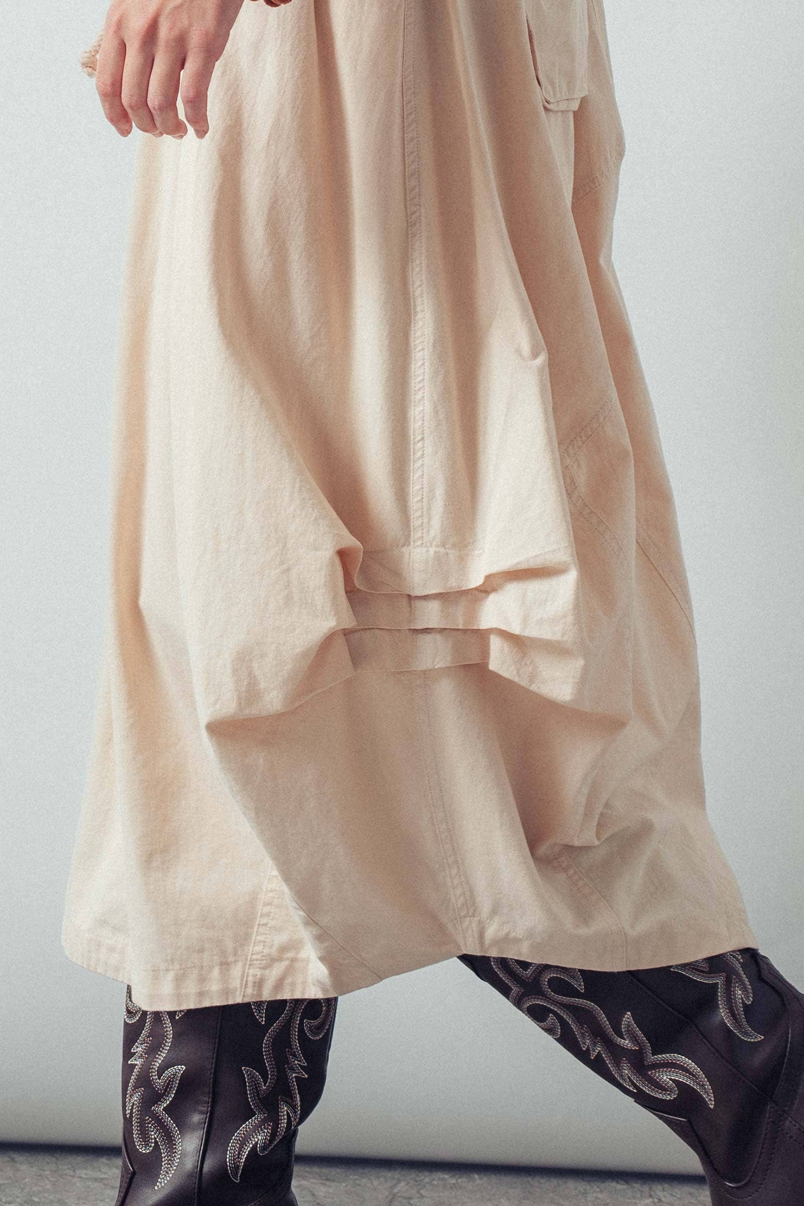 Balloon Hem Drawstring Maxi Skirt