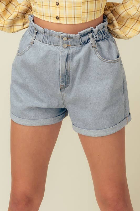 Urban Daizy Vintage High Waist Rolled Hem Denim Shorts Blue Shorts - Women's (UDZ-PT-00033) – alternate view 21