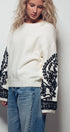 Urban Daizy Embroidered Sleeve Ivory Knit Sweater Ivory-Black Knit Sweater - Women's (UDZ-KN-00654) – alternate view 7