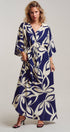 Urban Daizy Navy Abstract Leaf Print Caftan Maxi Dress Navy Dress - Women's (TNDR1631-Navy) – alternate view 6