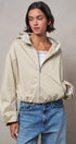 Oversized Hooded Zip-Front Cotton Jacket in KHAKI - Women's Jackets & Blazers | Urban Daizy