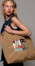 Urban Daizy Artful Blooms Applique Floral Market Tote Camel Tote Bag - Women's (UDZ-DR-00388)