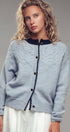 Textured Yoke Contrast Trim Knit Cardigan | wholesale cardigan - women's | Urban Daizy