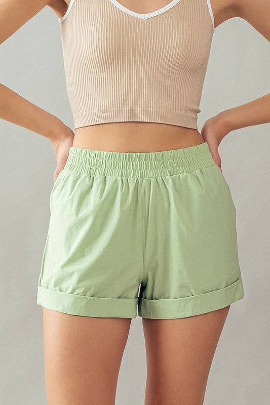 Urban Daizy Elastic Waist Rolled Hem Casual Shorts Black Shorts - Women's (UDZ-PT-00180) – alternate view 7