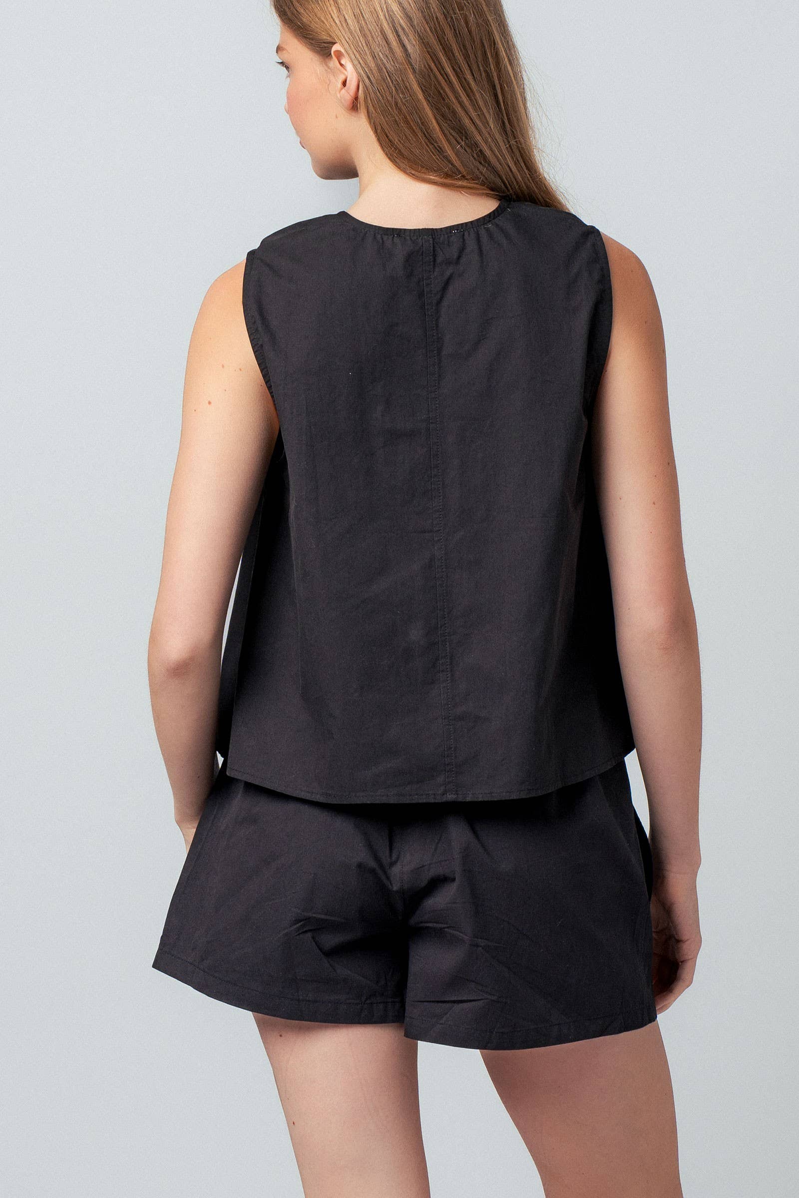 Urban Daizy Ruched Neck Cotton Sleeveless Matching Set Pink Top & Short Set (NOT Loungewear) - Women's (UDZ-OT-00168) – alternate view 6