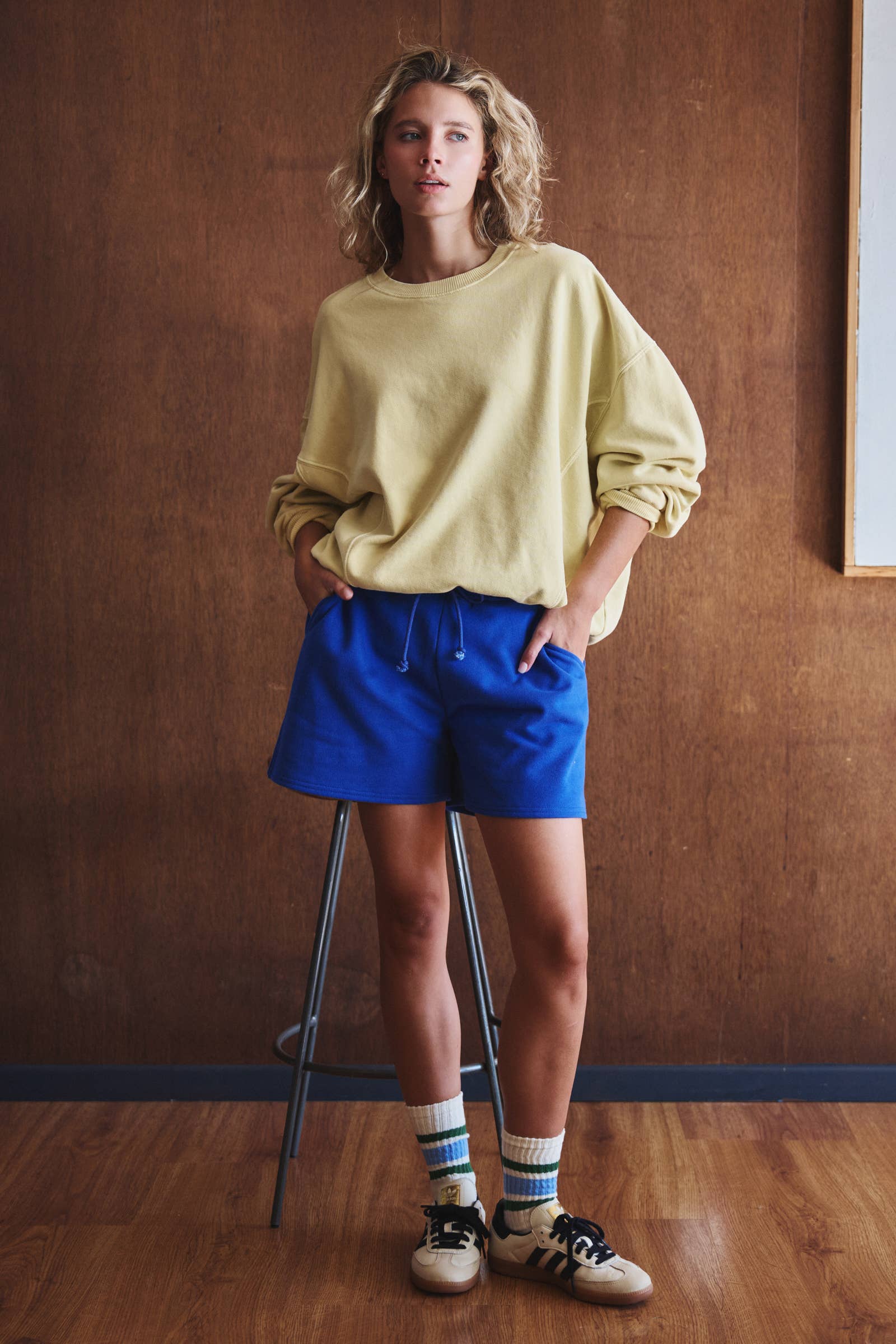 Urban Daizy Drawstring Sweat Shorts Side Slit Pink Shorts - Women's (UDZ-PT-00483) – alternate view 8