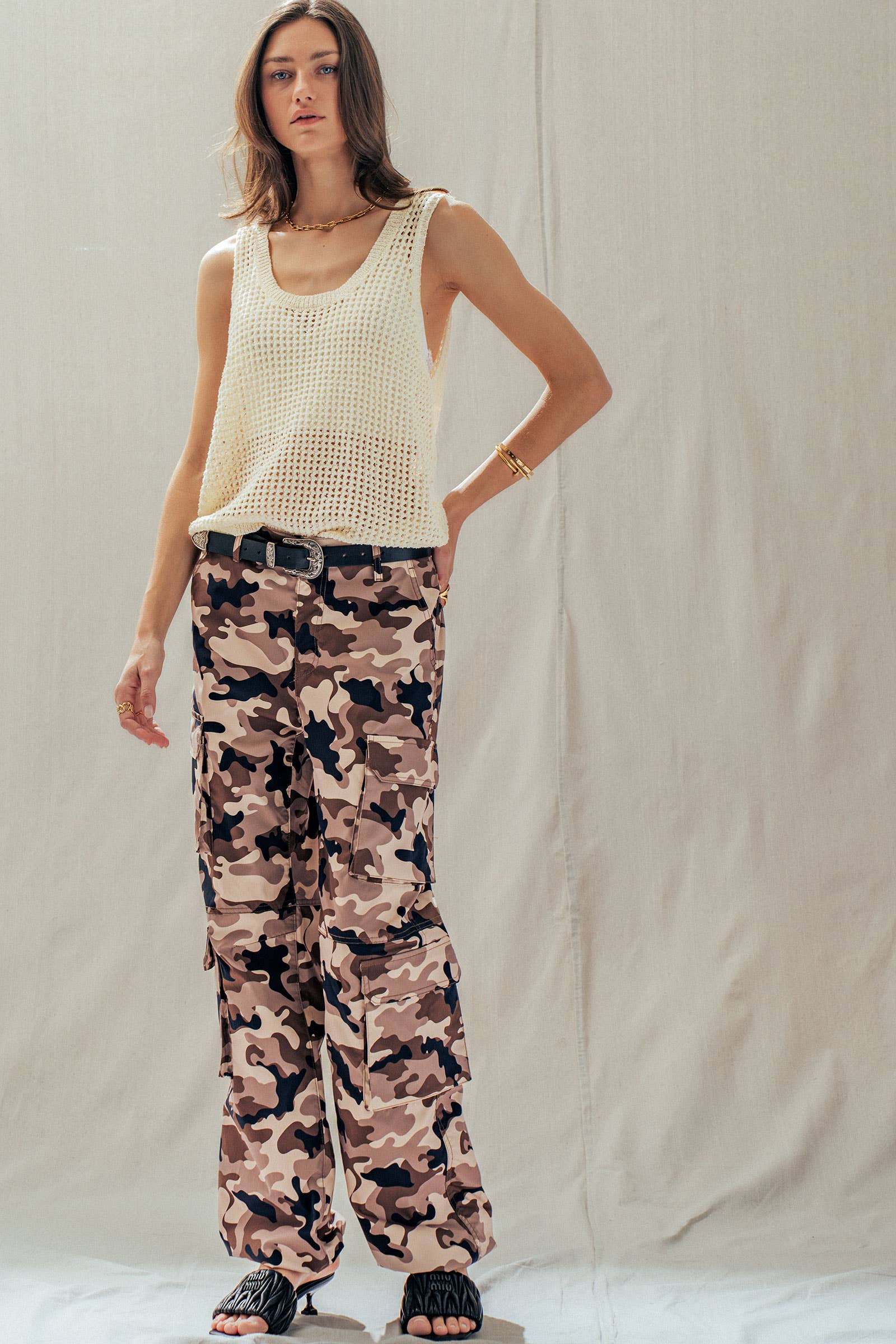 Relaxed Open-Knit Sleeveless Sweater Tank