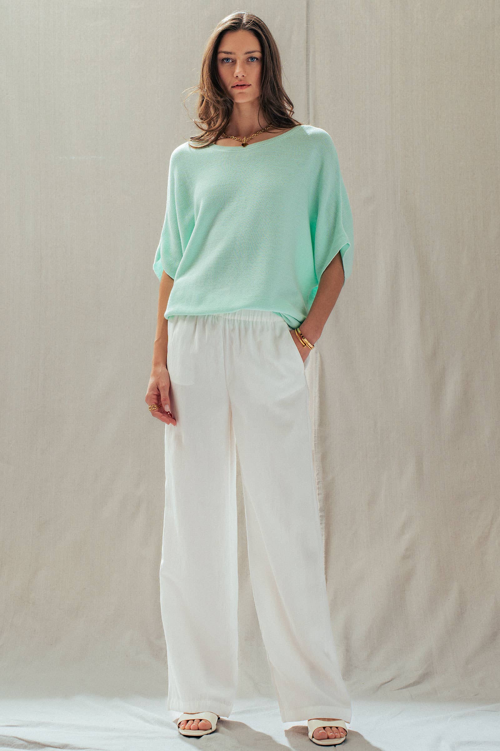 Relaxed Dolman Sleeve Knit Sweater Top