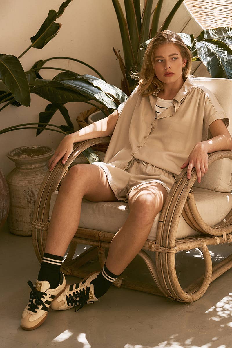 Relaxed Short Sleeve Button-Up Camp Shirt