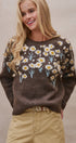 Embossed Floral Knit Sweater in BROWN - Women's Sweaters | Urban Daizy