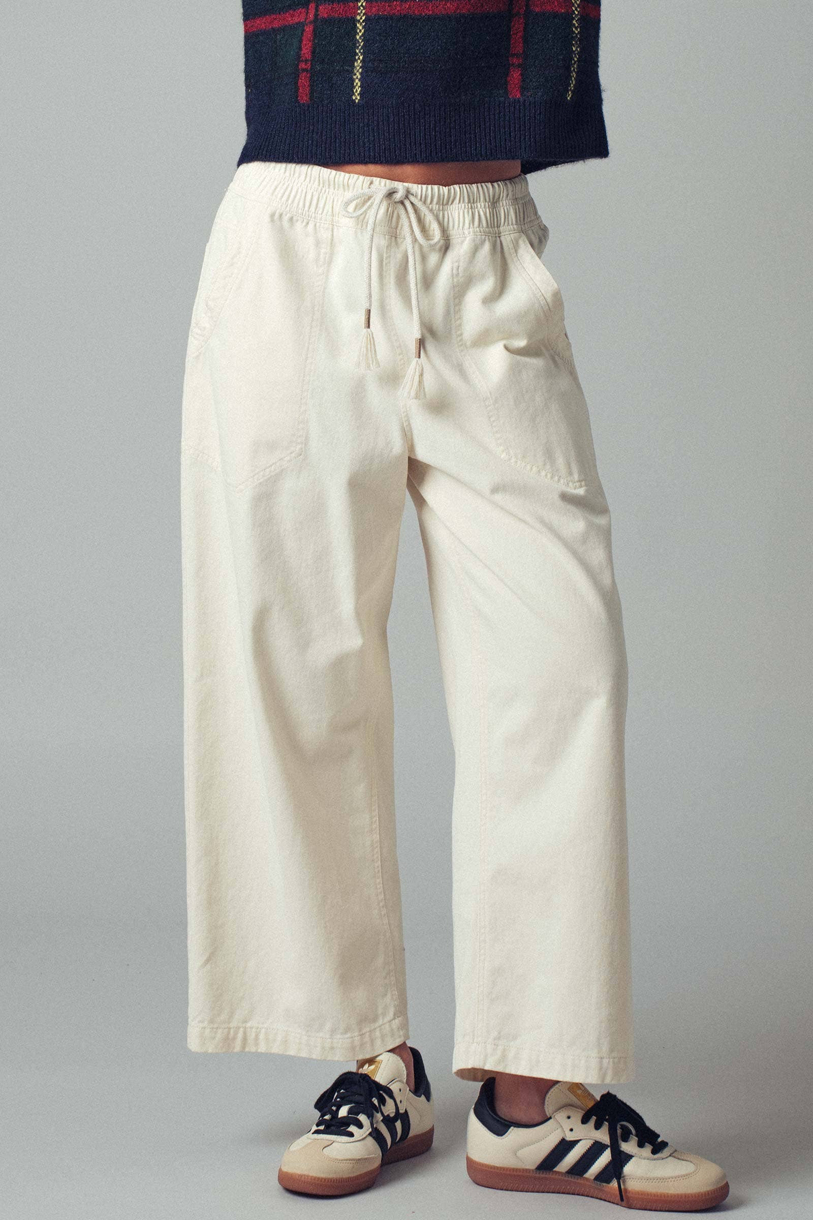 Light Blue Wide-Leg Cropped Pants