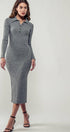 Urban Daizy Ribbed Collared Button Front Midi Sweater Dress H-Grey Dress - Women's (UDZ-DR-00328) – alternate view 11