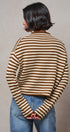Striped Polo Collar Button Sweater with Rolled Edges in IVORY BROWN - Women's Cardigans & Shrugs | Urban Daizy