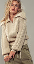 Urban Daizy Textured Cable Knit Sailor Jacket Beige-Buff Jacket - Women's (UDZ-OT-00317) – alternate view 25
