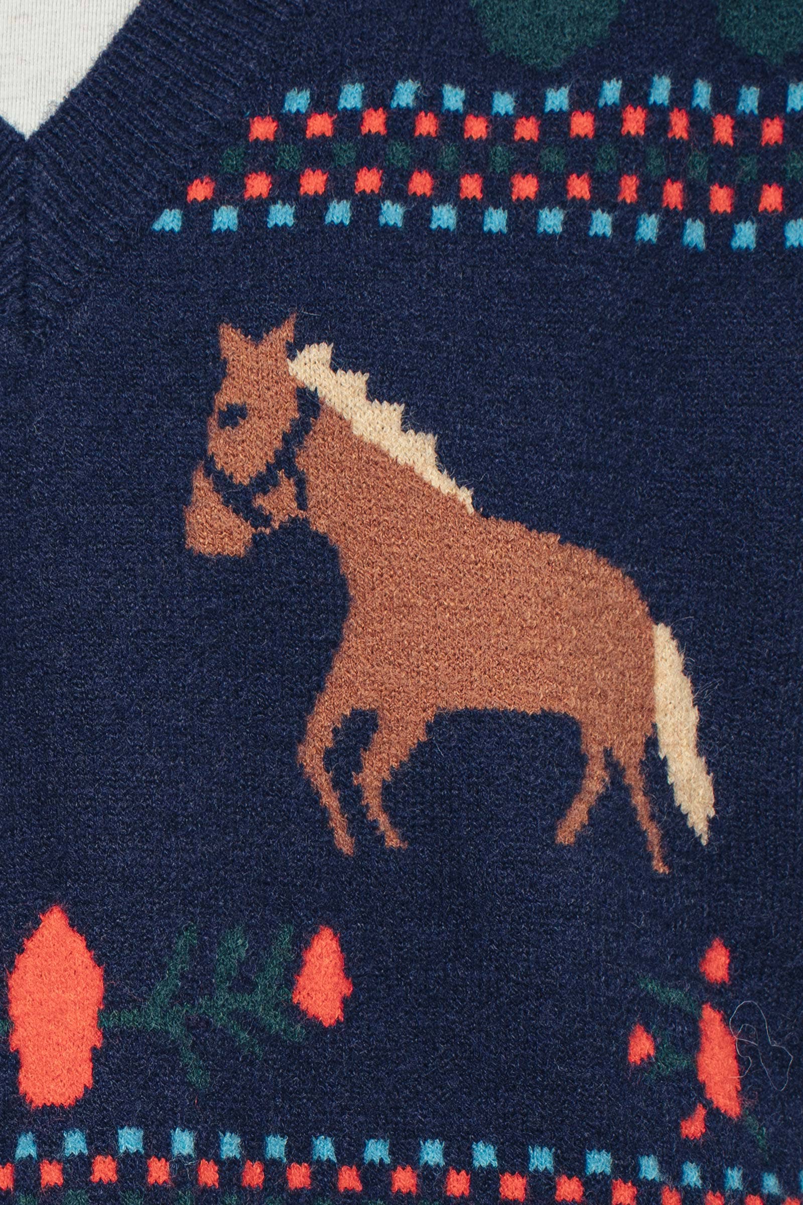 Equestrian Horse Intarsia Sweater Vest