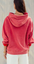 Urban Daizy "HAPPY HAPPY" Vintage Washed Hoodie Red Hoodie - Women's (UDZ-KN-00891) – alternate view 6