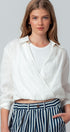 Linen Double Layer Wrap Blouse with Built-In Tank in WHITE - Women's Shirts & Blouses | Urban Daizy