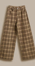 Checker Plaid Wide Leg Pants Y2K Vintage Western for Women in BROWN - Women's Casual Pants | Urban Daizy