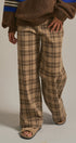 Checker Plaid Wide Leg Pants Y2K Vintage Western for Women in BROWN - Women's Casual Pants | Urban Daizy
