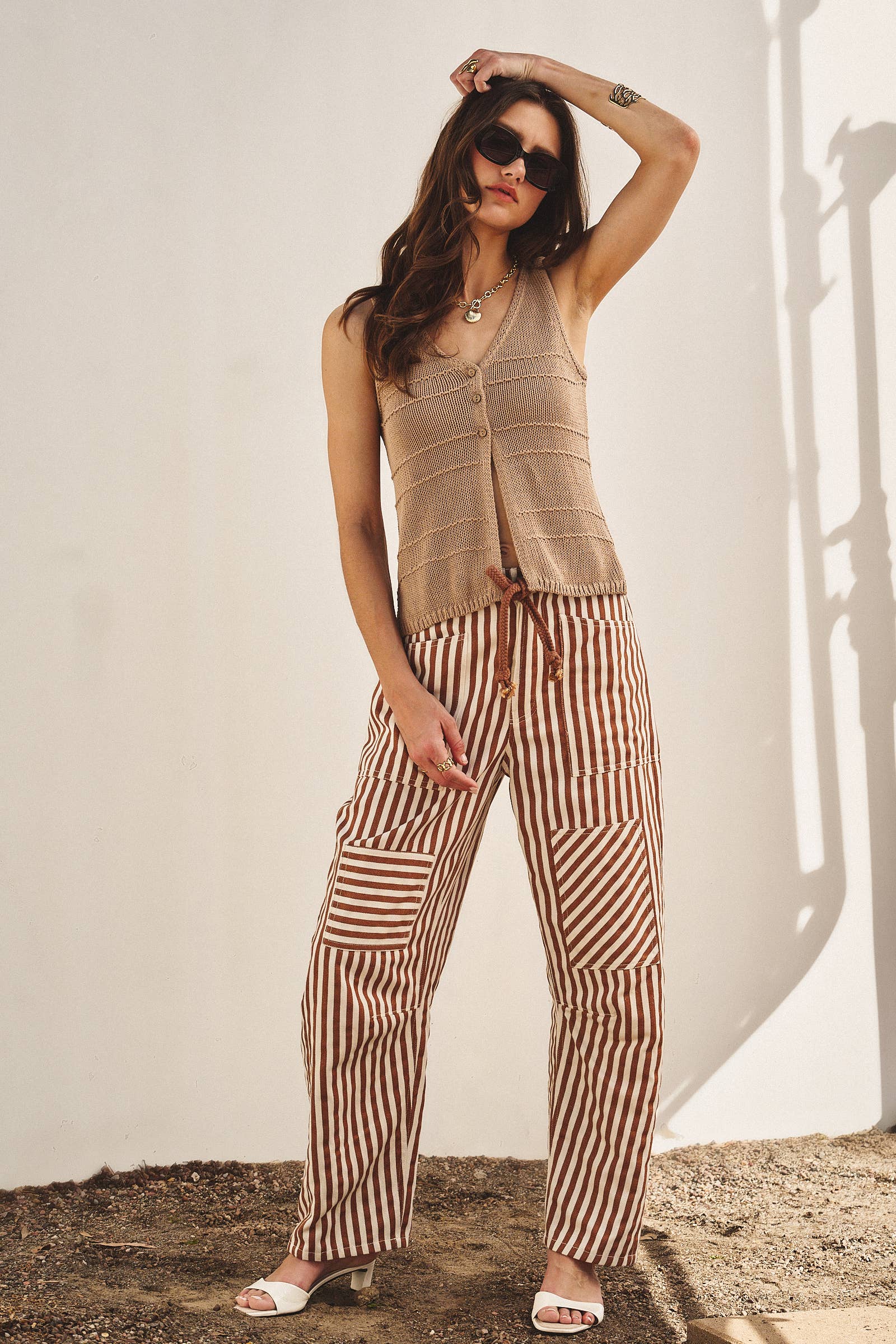 Railroad Striped Patch Pocket Spring Utility Pants