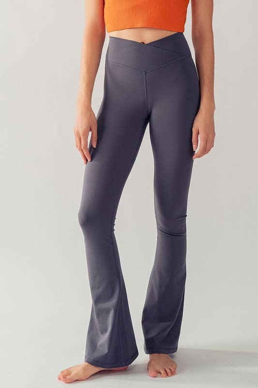 Urban Daizy Cross Waist Flare Activewear Leggings Dark-Basil Athletic Lounge Leggings - Women's (UDZ-PT-00150) –…