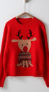 Rudolph Crewneck Knit Sweater in RED - Women's Sweaters | Urban Daizy