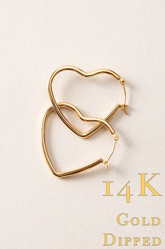 Urban Daizy 14K Gold Romantic Heart Shaped Statement Hoop Earrings Gold Hoop Earrings (UDZ-JW-00008) – alternate view 4
