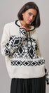 Nordic Fair Isle Hooded Sweater Wool Blend in IVORY BLACK - Women's Sweaters | Urban Daizy