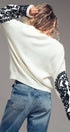 Urban Daizy Embroidered Sleeve Ivory Knit Sweater Ivory-Black Knit Sweater - Women's (UDZ-KN-00654) – alternate view 12