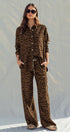 Urban Daizy Leopard Print Set–Oversized Button-Up Shirt & Relaxed Pants Leopard Lounge Set - Women's (UDZ-AC-00201)