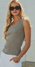 Beaded Neckline Rib Tank in GREY - Women's Tops | Urban Daizy
