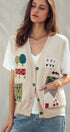 Urban Daizy Boho Graphic Knit Vest with Patch Pockets Oatmeal Sweater Vest - Women's (UDZ-KN-01039)