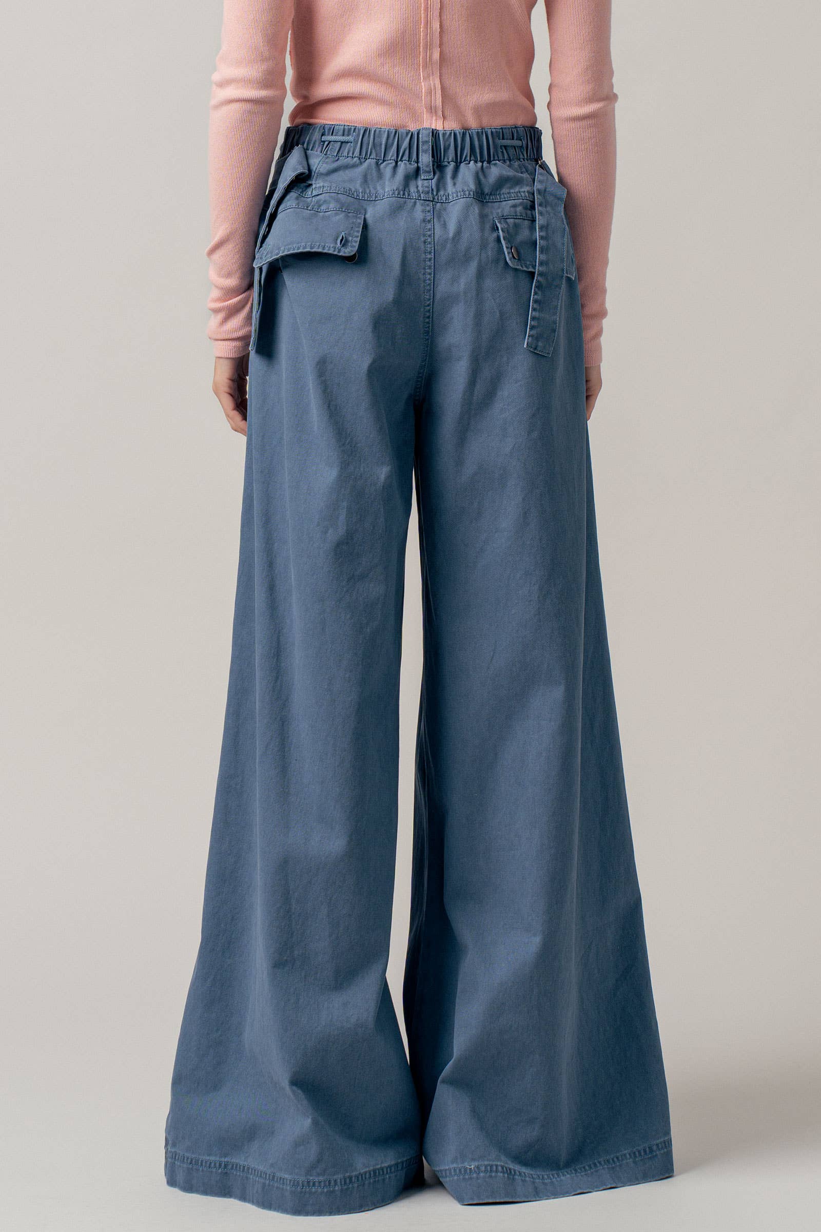 Wide-Leg Drawstring Denim Pants