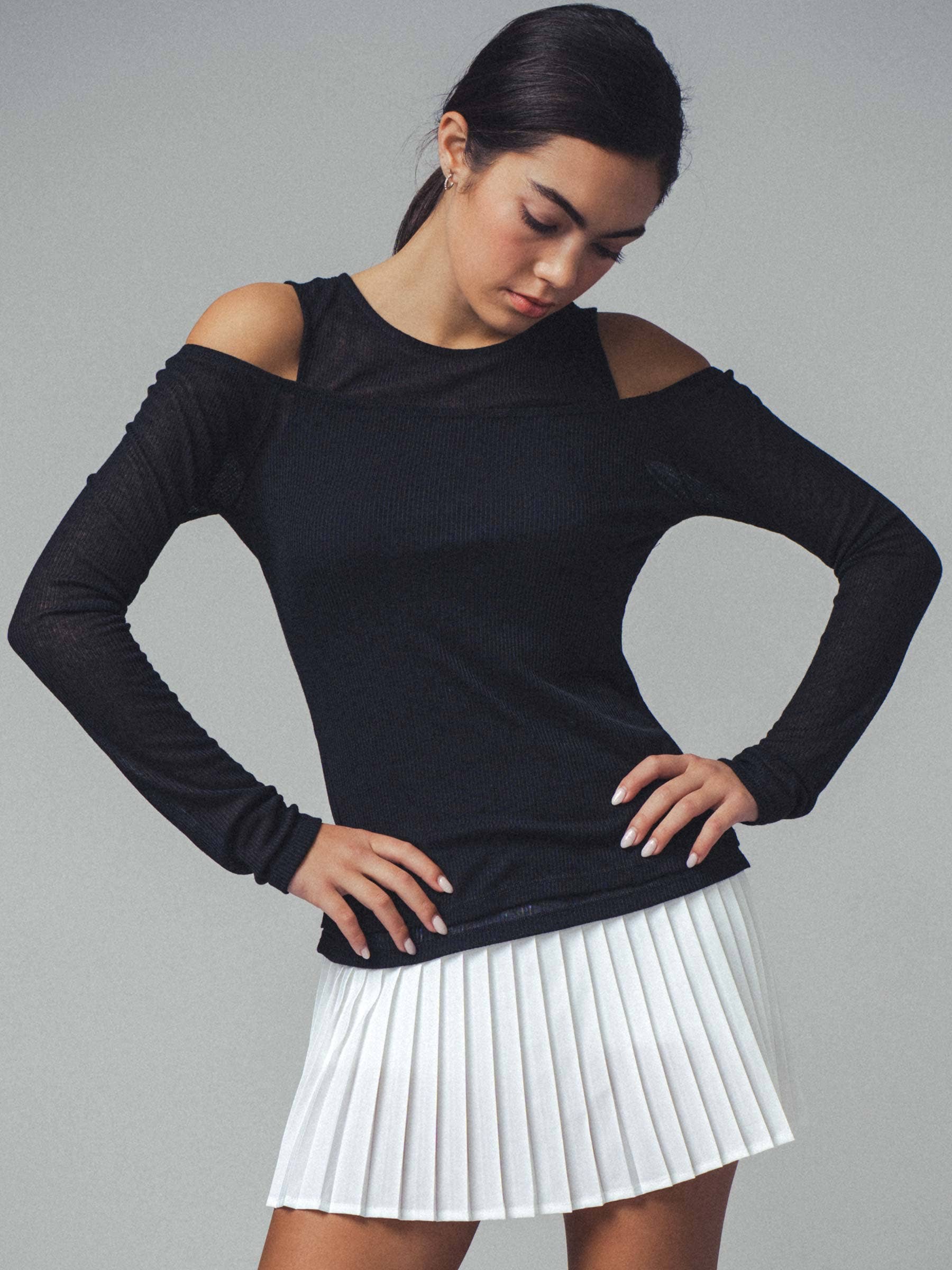 Urban Daizy Layered Ribbed Knit Off-Shoulder Long Sleeve Top Black Tank Top - Women's (UDZ-TP-00229) – alternate view 12