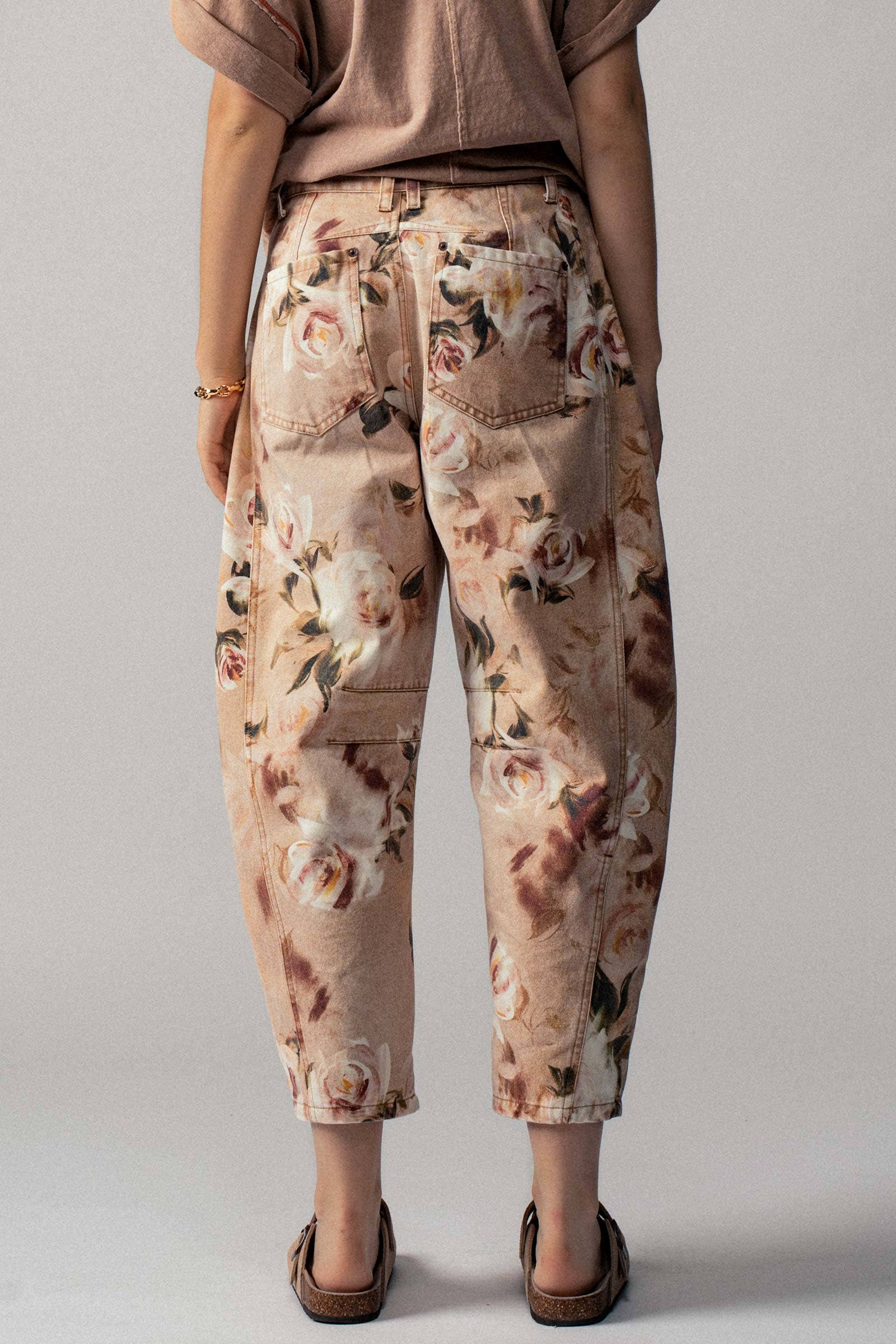 Urban Daizy Vintage Rose Print Wide Leg Jeans Multi Jeans - Women's (UDPT0093-Multi) – alternate view