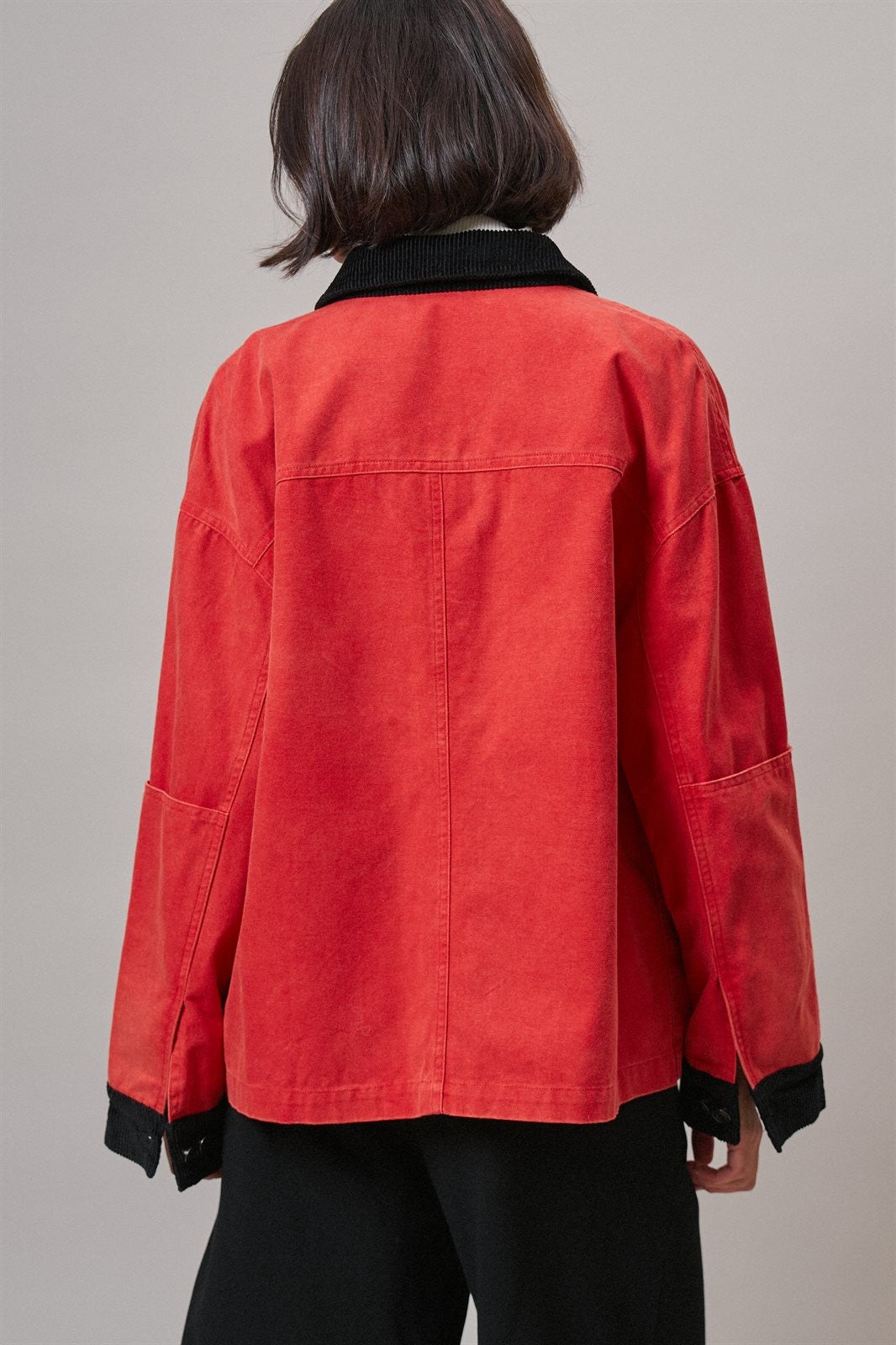 Oversized Utility Barn Jacket in RED - Women's Jackets & Blazers | Urban Daizy