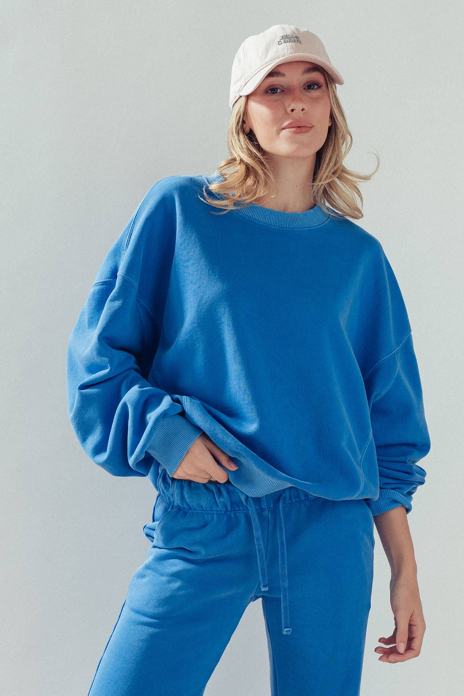 Crew Neck Comfort Washed  Spring Sweatshirt