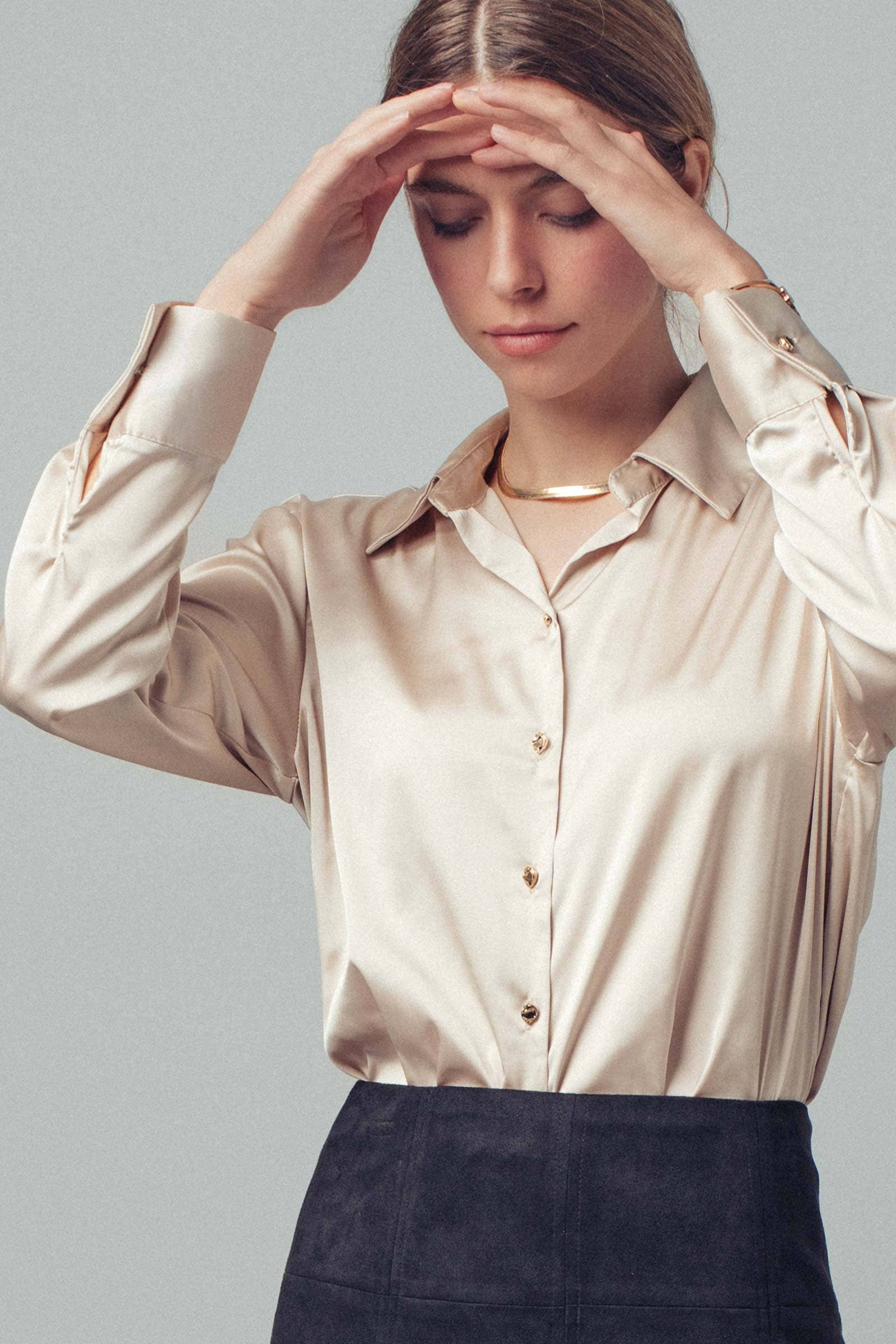 Satin Button Down Blouse