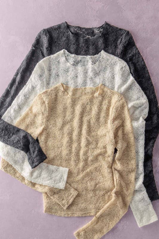 Romantic Floral Stretch Lace Layering Top