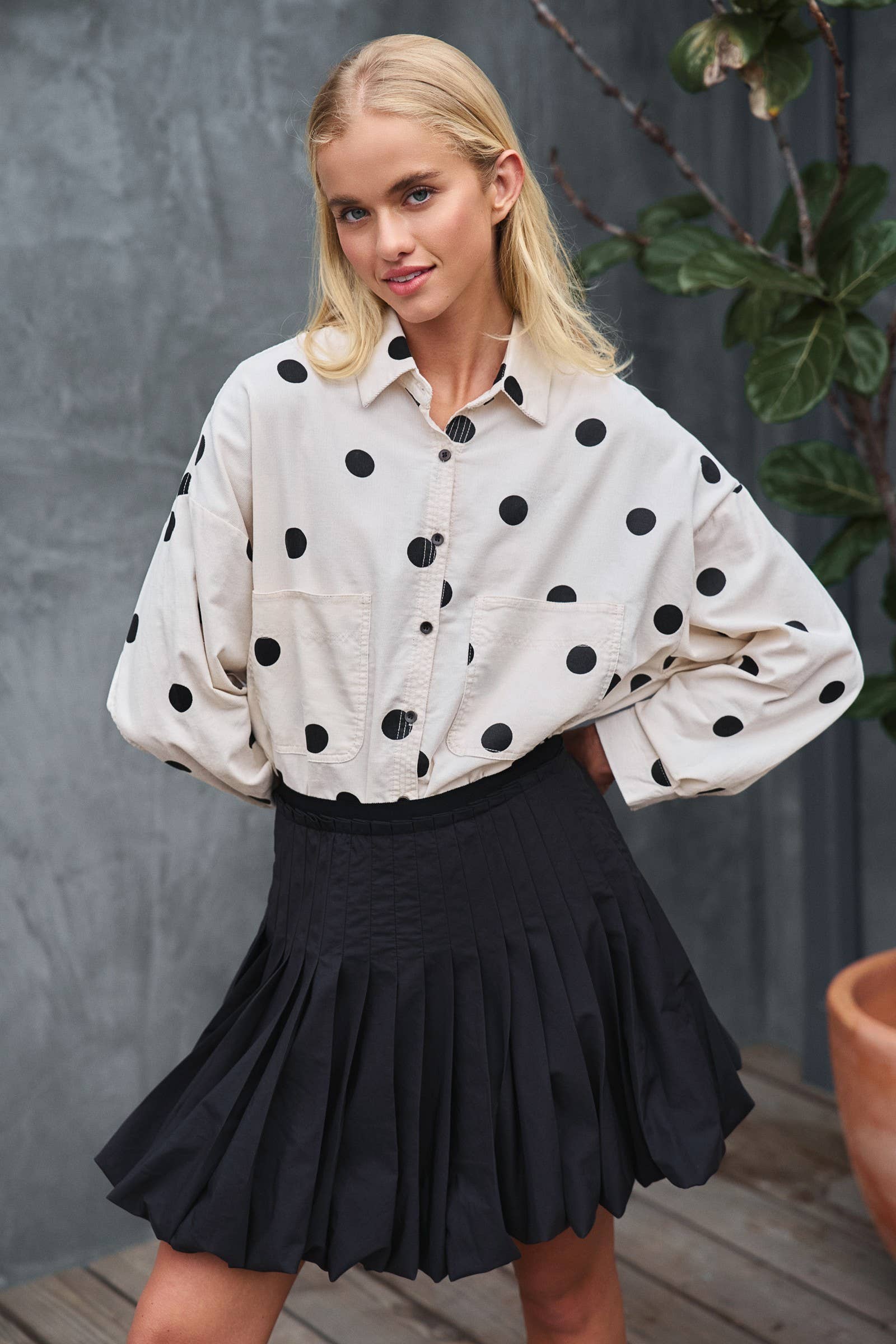 Urban Daizy Pleated High-Waist Bubble Mini Skirt Blue Skirt - Women's (UDZ-OT-00168) – alternate view 4