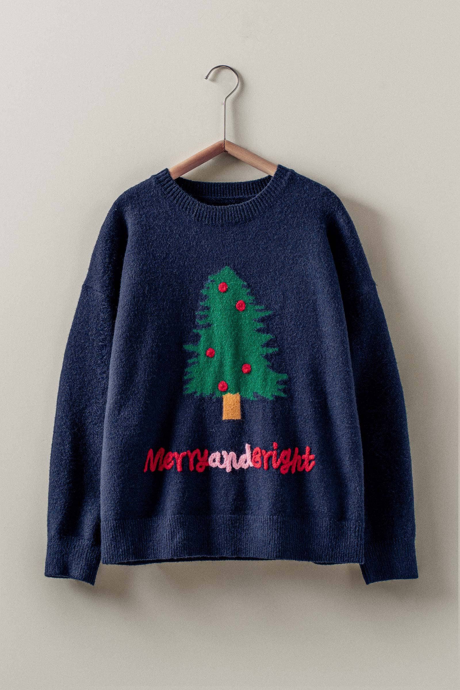 Urban Daizy "Merry and Bright" Textured Graphic Knit Sweater Ivory Knit Sweater - Women's (UDZ-DR-00392) ��� alternate 